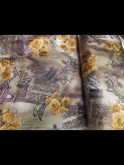 Ткань подкладочная рисунок Париж цвет серый