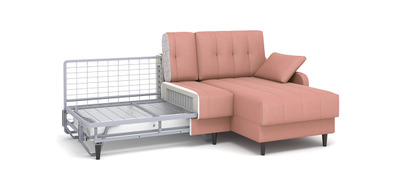 ДВУСПАЛЬНЫЙ РАСКЛАДНОЙ ПРУЖИННЫЙ ДИВАН-КРОВАТЬ ЖЕНЕВА С НОЖКАМИ, УГЛОВОЙ, СО СПАЛЬНЫМ МЕСТОМ И МЕХАНИЗМОМ ПАНТОГРАФ, С ПОДУШКАМИ