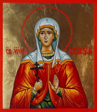 Клавдия Римская, Святая мученица. Рукописная православная икона.