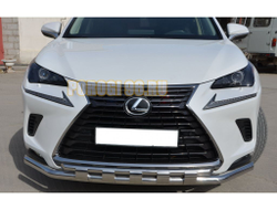 Защита переднего бампера двойная с перемычками  d60/42 для Lexus NX200/NX300 2017-