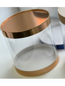 Коробка-тубус для торта прозр. с кр. (золото, Д160*160мм)