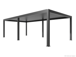 Алюминиевая пергола моторизированная отдельностоящая MK97 400*800*300 см с RGB подсветкой по контуру цвет серый