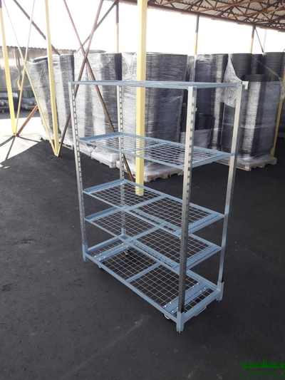 Стеллаж евро тролль сетчатый в комплекте 4  полки под микрозелень 1350x560x1900