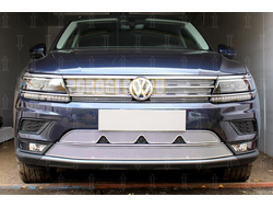Защита радиатора Volkswagen Tiguan II 2016- chrome с парктроником низ PREMIUM
