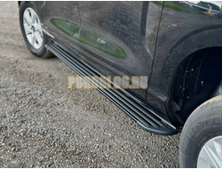 Пороги алюминиевые "Slim Line Black" 2120 мм ТСС для Haval H5 2024-