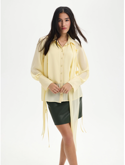 Блузка из тенсела с шарфом (желтый)