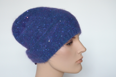 Тонкая вязаная шапка голубого цвета для женщин Вицио Италия