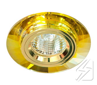 Светильник JCDR G5.3 стекло 8160 круг с гранями золото