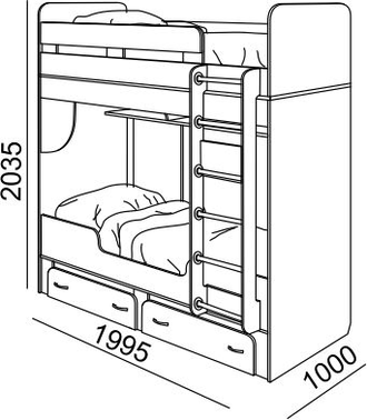 Ostin Модуль 25 Кровать двухъярусная 2035 х 1995 x 1000 мм