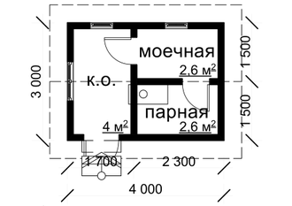 Б-02 - 2 ГАБАРИТНЫЕ РАЗМЕРЫ: (4Х3М) 1 ЭТАЖ, ОБЩАЯ ПЛОЩАДЬ: 12М²