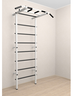 Шведская стенка  с турником для взрослых и детей. Белого цвета с креплением к стене.