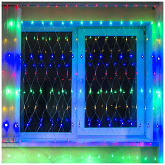 гирлянда 200 ламп прозрачная (светодиодная) сетка LED-8021