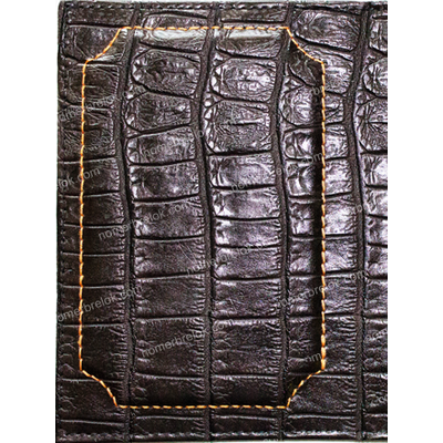 «КРОКОДИЛ» КОЖАНАЯ ОБЛОЖКА ДЛЯ АВТОДОКУМЕНТОВ В КОМПЛЕКТЕ С ЛИНЗАМИ. ЦВЕТ: ТЁМНО-КОРИЧНЕВЫЙ