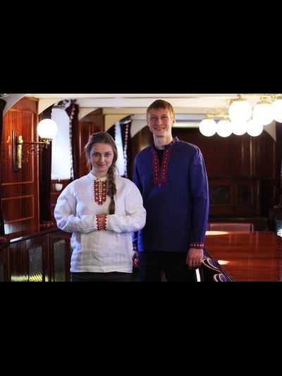 Русская льняная рубаха "Живая вода", 44-60