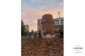 Демонтаж дымовой трубы в Приволжске 2021 год