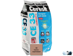 Затирка для плитки Церезит СЕ 33 Светло - коричневая, 2 кг, с противогрибковым эффектом