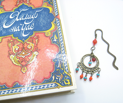 Закладка для книг "Восток" с бисером и агатами