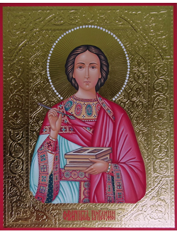 Пантелеимон (Пантелеймон) Целитель, святой великомученик. Рукописная икона.