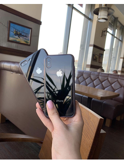 Чехол стеклянный "Закаленное стекло" для iPhone Xs/X черный