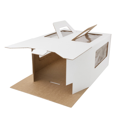 Коробка для торта с ручками с/о (белая, Т22В), 250*250*150мм