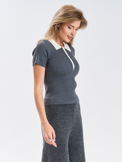 Футболка поло вязаная с коротким рукавом