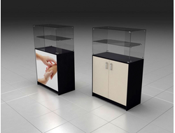 Большая стеклянная витрина для ногтевого сервиса