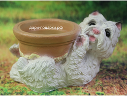 Кашпо БОЛОНКА с чашей 11*21см  полистоун Россия  780//011072