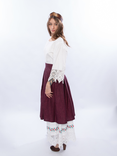 Юбка с Бантовыми складками Льняная