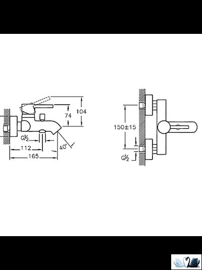 Смеситель для ванны и душа Vitra Minimax S A41994EXP
