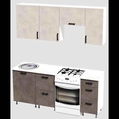 Кухня эконом 1,5 метра (600х500х400) Цвет: Цемент светлый/Цемент темный