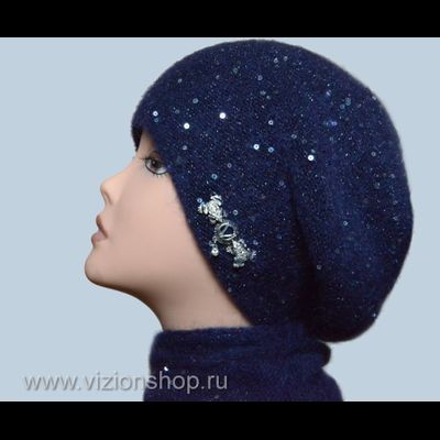 Вязаный берет зимний женский Vizio Визио Италия 6157