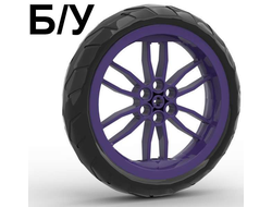 ! Б/У - Wheel 75mm D. x 17mm Motorcycle with Black Tire 94.2mm D. x 22mm Motorcycle Racing Tread 88517 / 88516, Dark Purple (88517c01) - Б/У