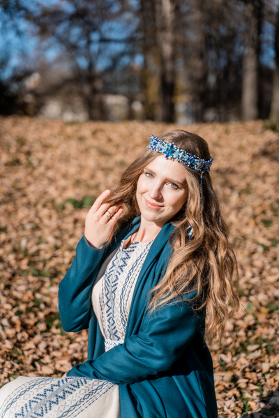 Накидка кафтан "Темная лазурь"