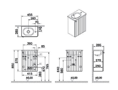 Модуль с круглой раковиной, Vitra Root Groove, 45 см, с дверцей, матовый темно-синий, правосторонний, 69203
