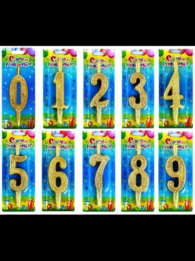 Свеча цифра "Золотой узор" МИКС