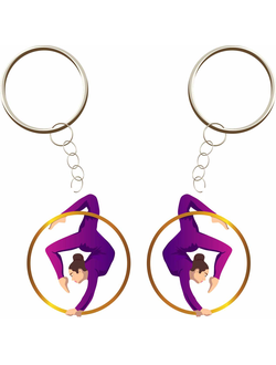 БРЕЛОК ВОЗДУШНАЯ ГИМНАСТКА  (МЕТАЛЛИЧЕСКИЙ ПЛОСКИЙ ДВУСТОРОННИЙ)