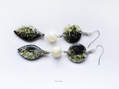 "Русалочья роща", длинные серьги с перламутром в стиле бохо-шик