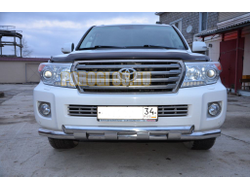 Защита переднего бампера двойная с пластинами d76/76 для Toyota Land Cruiser 200 2013-2015