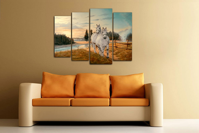 Модульная картина "Странствующие лошади"