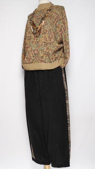 Брюки Бохо вельветовые "Гобелен" черные р.50-54