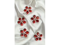 ПУГОВИЦЫ ДЕКОРАТИВНЫЕ СО СТРАЗАМИ, 34 мм. 50 шт. РК-00060. Цвет: красный