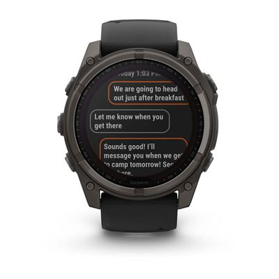 Умные часы Garmin Fenix 8 - 51 мм Solar, Sapphire титановый угольно-серый с DLC-покрытием и черным ремешком (010-02907-11)