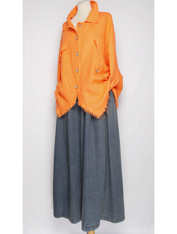 Блуза-жакет лён "КЛАПАНЫ ВИНТАЖНАЯ" оранжевая р.48-56