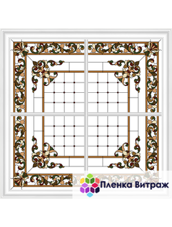 Пленка самоклеющаяся на потолок , витражная пленка, пленочный витраж с классическим рисунком