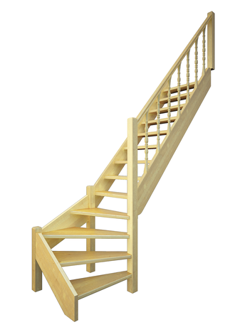 Деревянная межэтажная лестница ЛЕС-07 поворот 90°