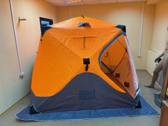 Палатка зимняя куб (2,4х2,4м) утепленная, 4-местная, 3-слойная (оранжевая)