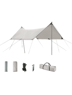 Навес палатка/ брезент #2 размер: 3.0x4.5м. (материал тента: оксфорд ПУ3000мм/ водонепроницаемый ) в комплекте веревки 8шт., колышки 8шт., опорная стойка 2шт., сумка переносная, вес: 2600гр.