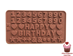 Форма для шоколада силиконовая "Happy Birthday с цифрами"