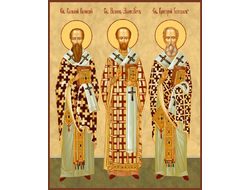 Три Святителя: Святители Василий Великий, Григорий Богослов и Иоанн Златоуст.
