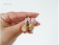 Позолоченные серьги с розочками "Счастье".